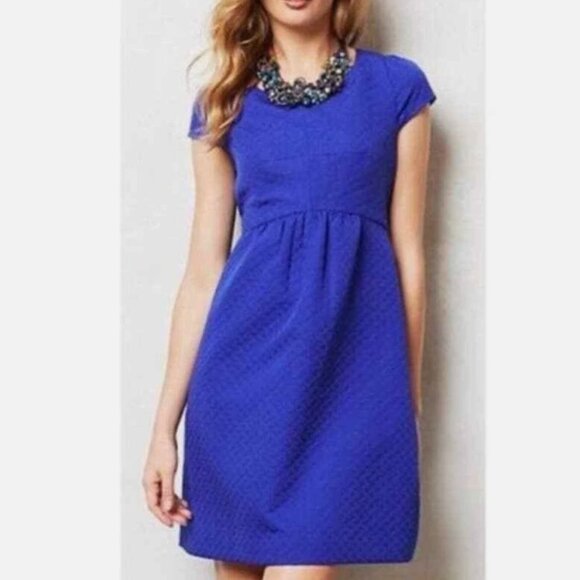 Anthropologie HD in Paris Sapphire Blue Empress Textured Dress Size 6 - Picture 1 of 11